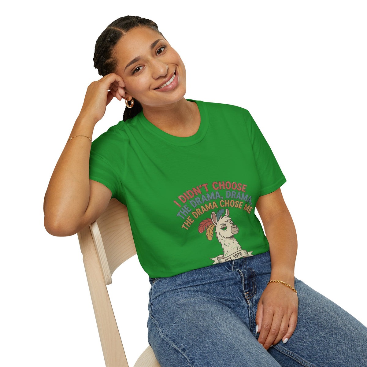 Funny And Witty Llama Drama Graphic T-Shirt — "I Didn’t Choose the Drama" Retro Design