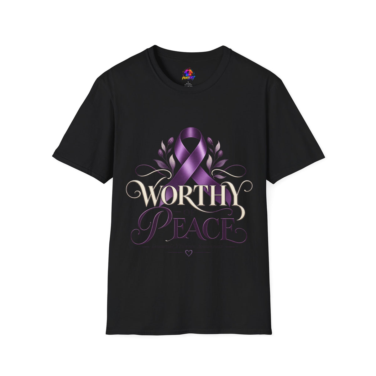Worthy of Peace Purple Ribbon Domestic Violence  Awareness T-Shirt
