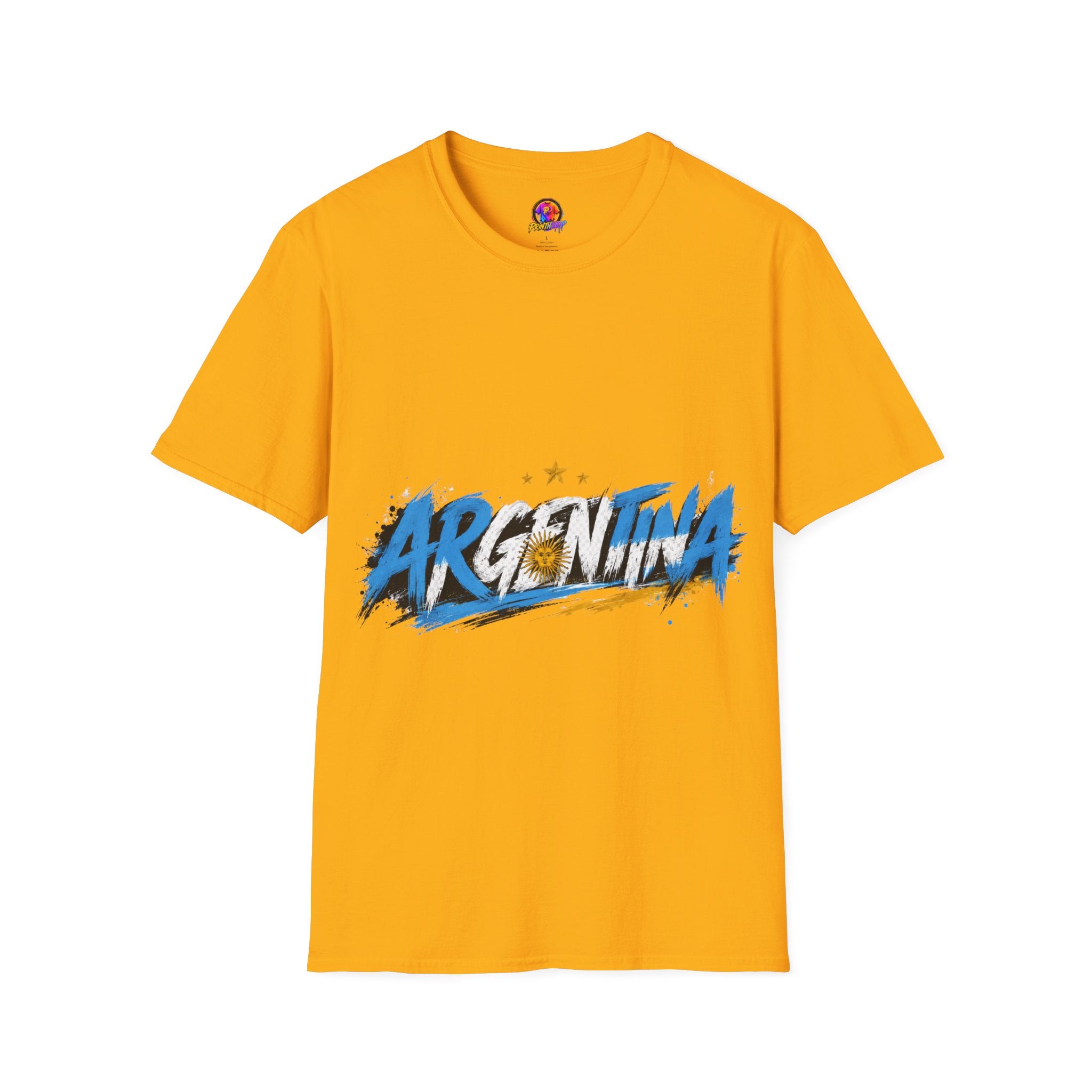 Argentina Graffiti T-Shirt — Soccer Fan Tee with Three Stars & Sun Emblem