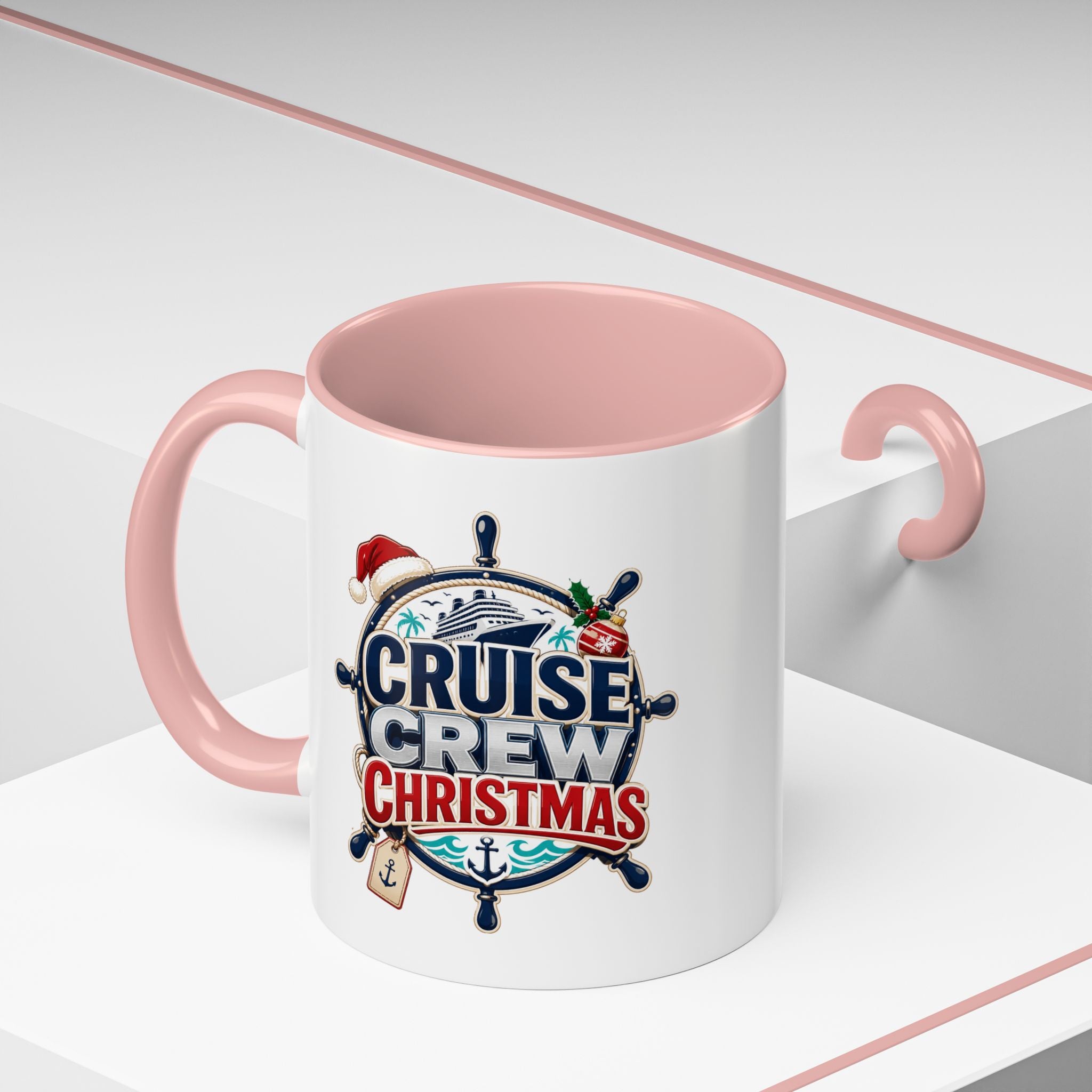 Modern Day Christmas  Cruise Crew Accent Coffee Mug - Holiday Nautical Travel Gift (11/15oz)