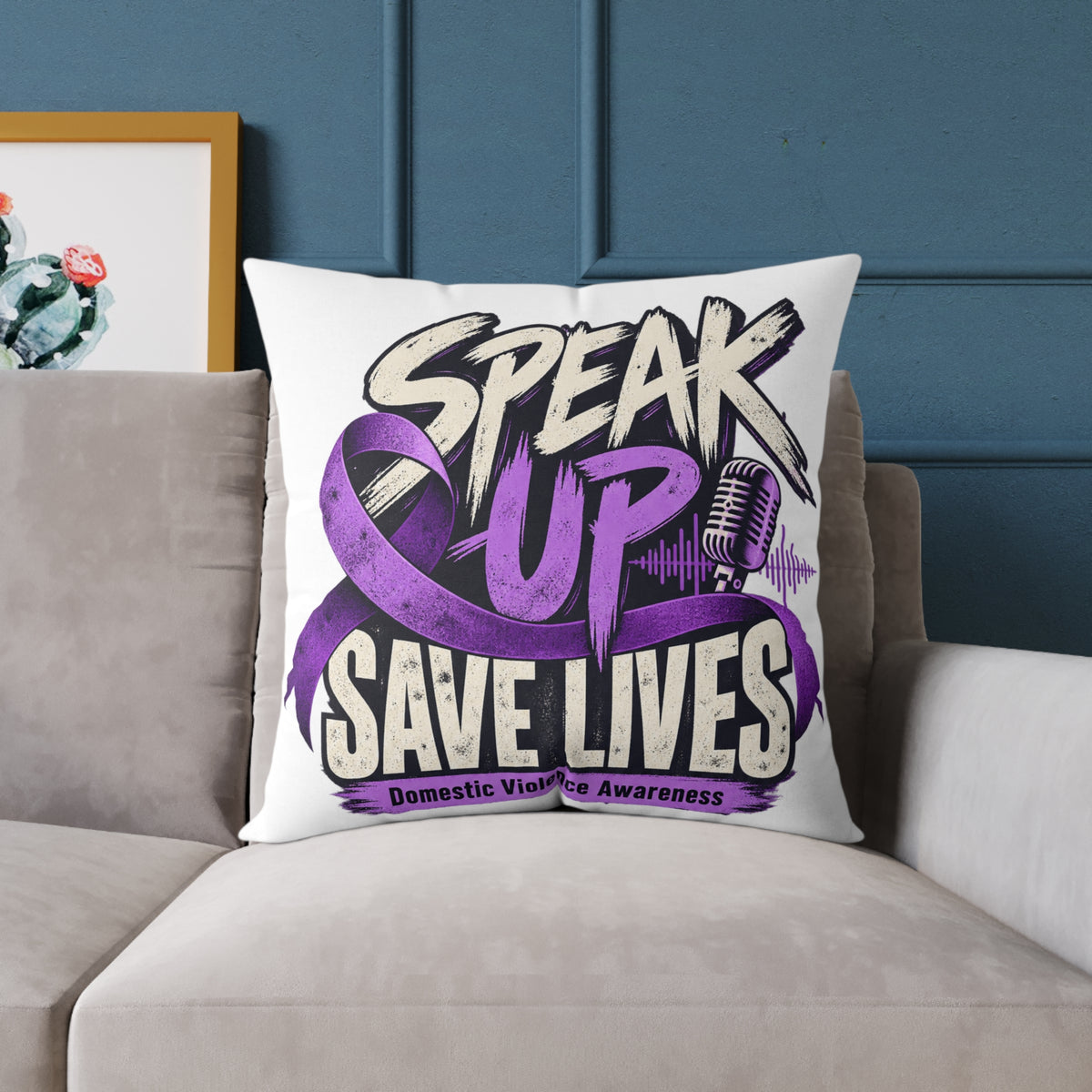 Speak Up — Domestic Violence Awareness Square Pillow