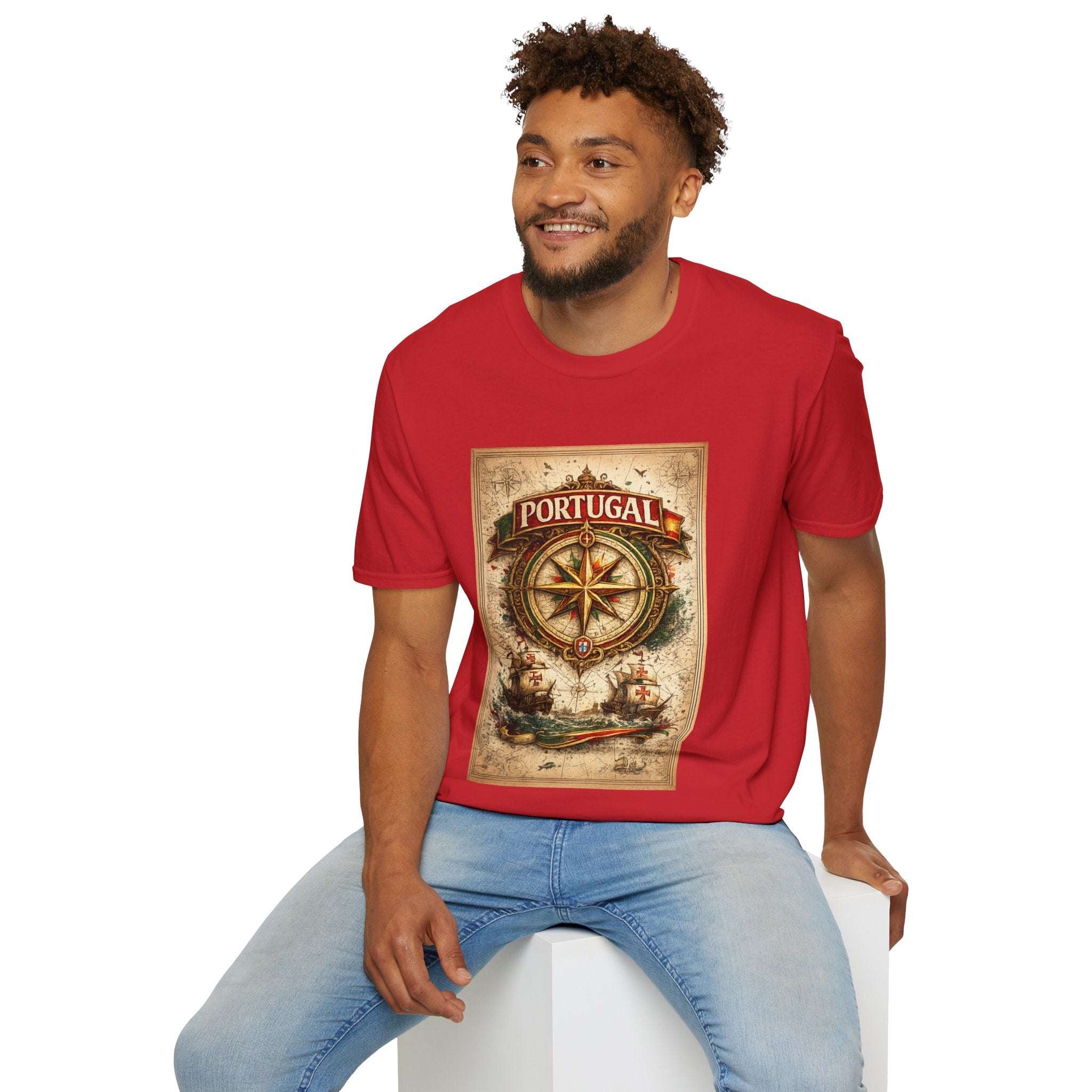 Portugal Compass T‑Shirt — Vintage Nautical Travel Tee