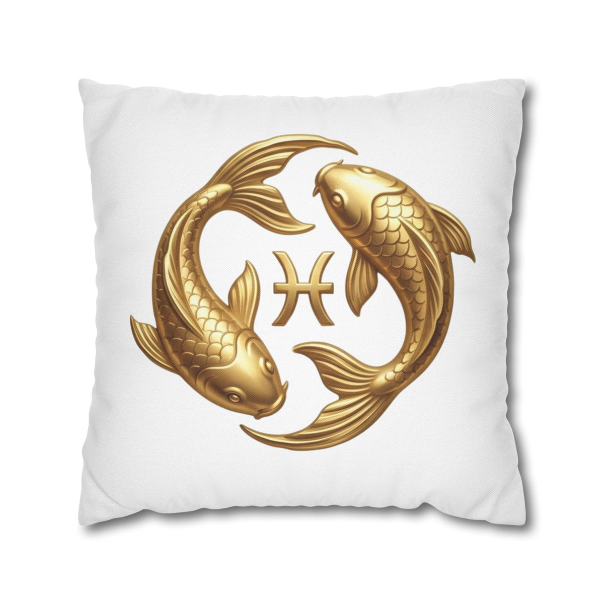 Pisces Zodiac Pillowcase — Gold Koi Fish Astrological Decorative Pillow Cover