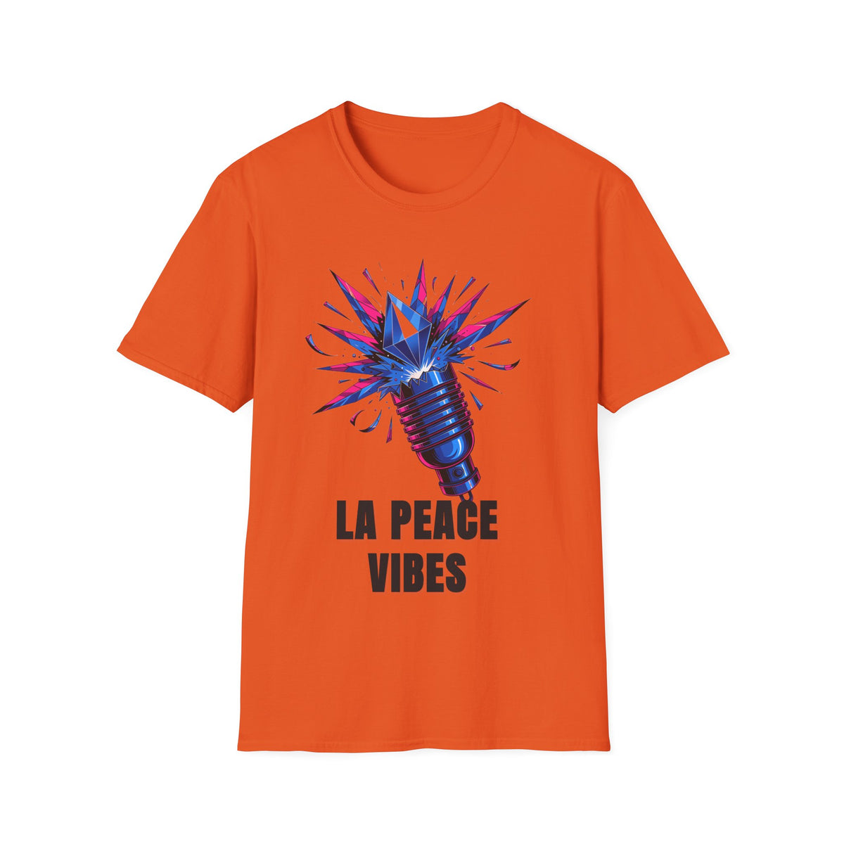 La Peace Vibes Microphone T-Shirt - Retro Pop Art Graphic Tee - Trending Now - September 2026