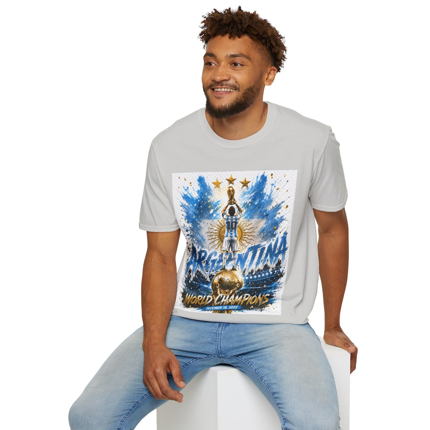 Argentina World Champions T‑Shirt — Soccer World Cup 3 Stars Tribute