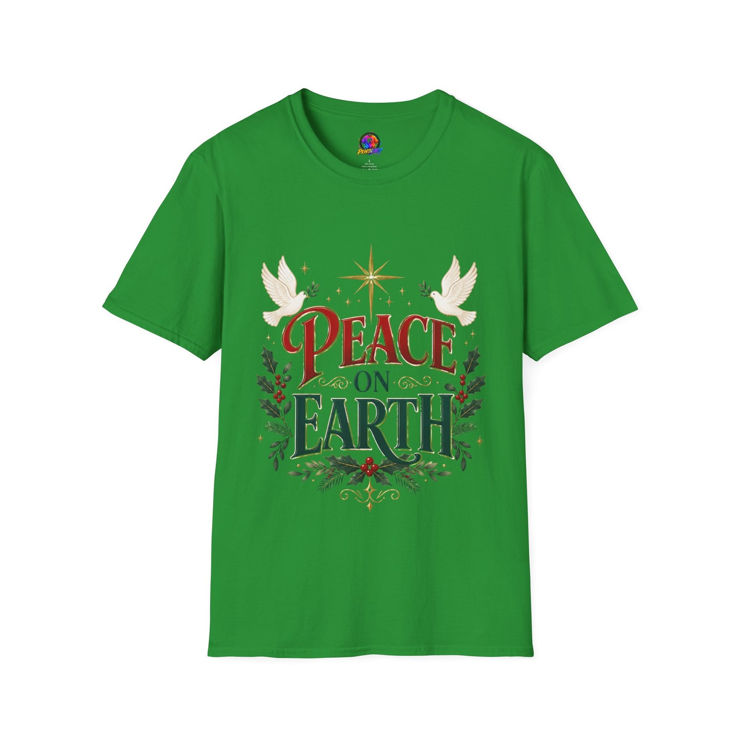 Peace on Earth T-Shirt — Holiday Dove & Star Christmas Tee