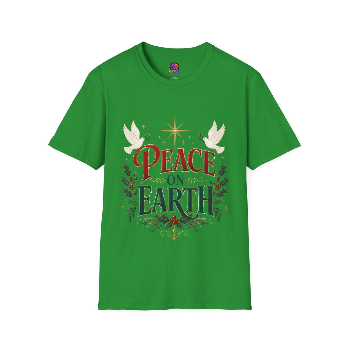 Peace on Earth T-Shirt — Holiday Dove & Star Christmas Tee