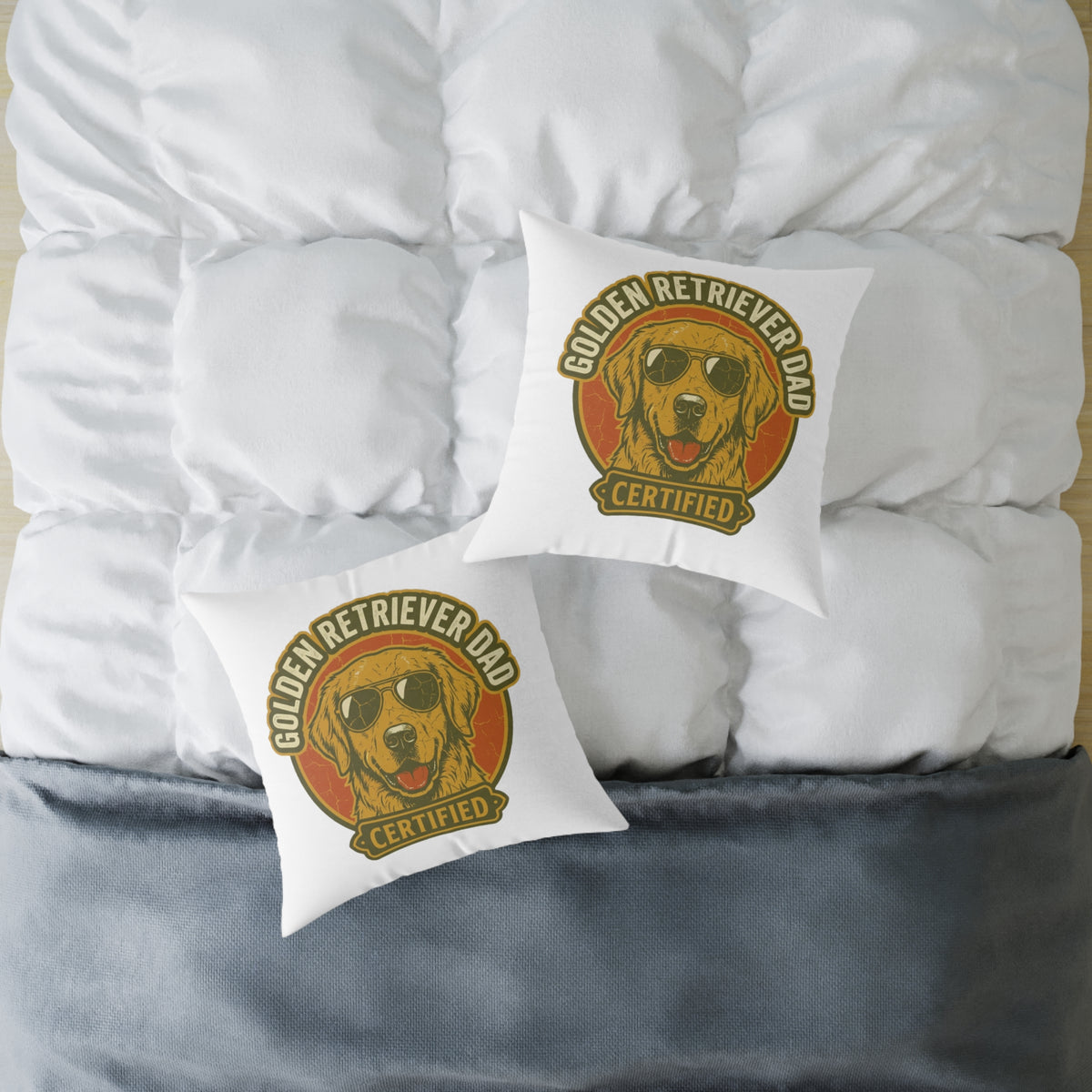 Funny Golden Retriever Dad Certified Pillow
