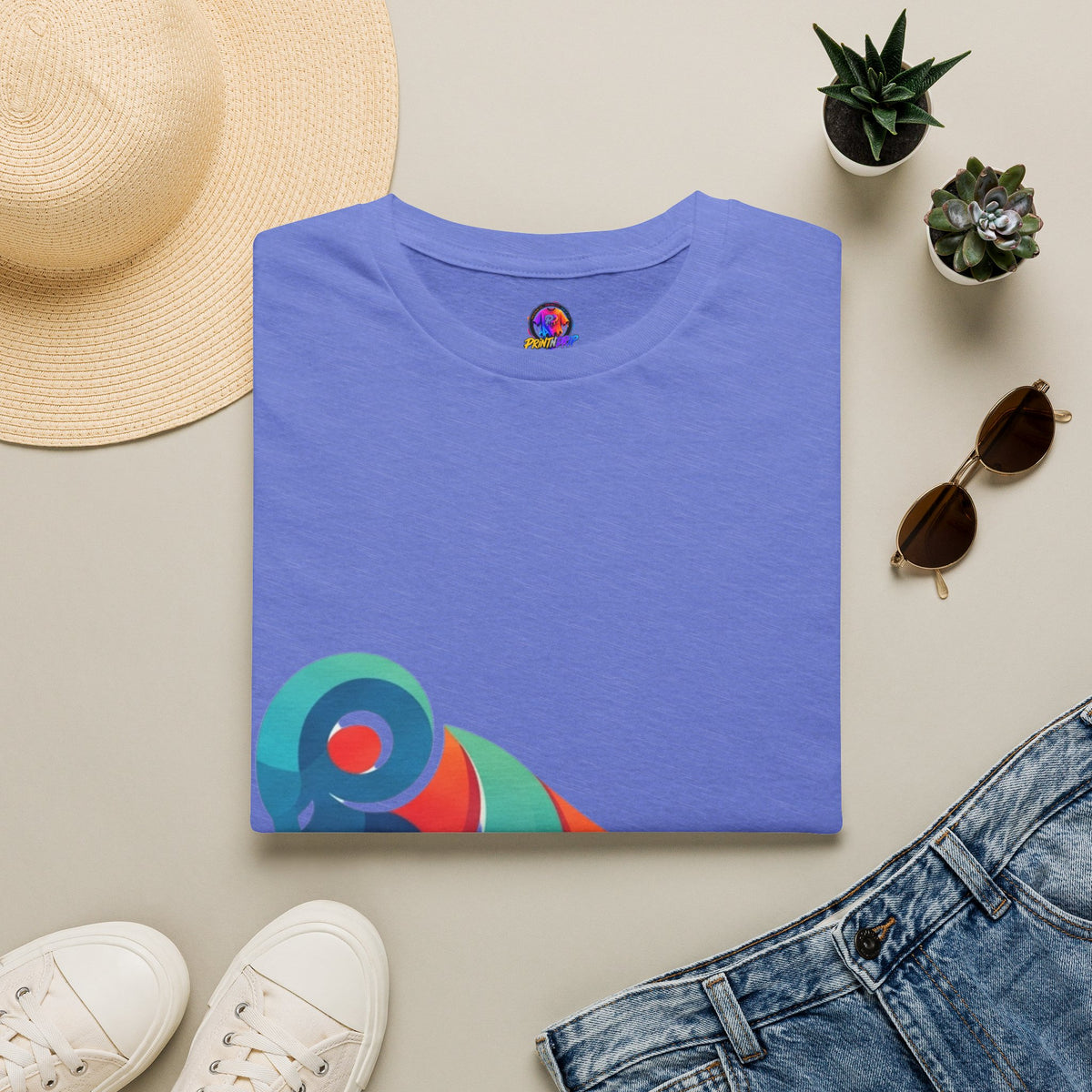 Ram Graphic T-Shirt — Colorful Geometric Sheep/Goat Art