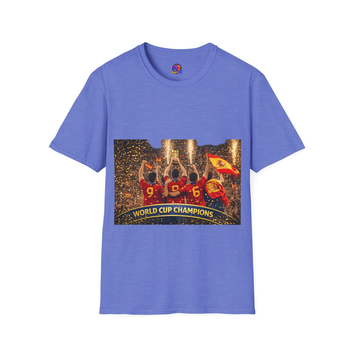 Spain World Cup Champions T‑Shirt — Soccer Trophy Celebration Tee