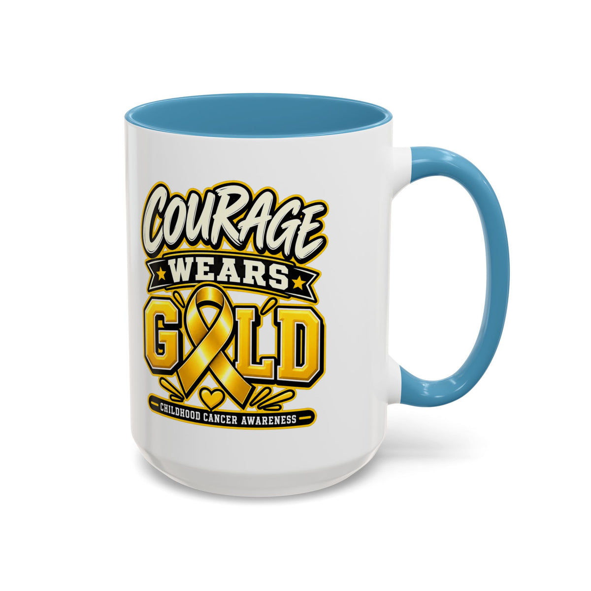 Courage Wears Gold Coffee Mug — Childhood Cancer Awareness Tea Cup