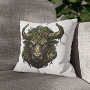 Taurus Forest Bull Decorative Pillowcase — Mythic Woodland Ox Accent Cushion