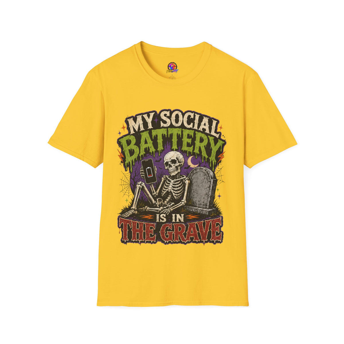 Halloween My Social Battery Unisex Softstyle T-Shirt