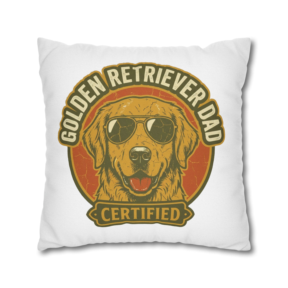Funny Golden Retriever Dad Pillowcase — "Certified" Dog Lover Throw Pillow Cover