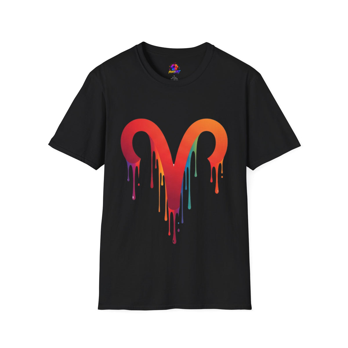 Aries Rainbow Drip T-Shirt — Colorful Dripping Zodiac Graphic Tee