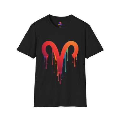 Aries Rainbow Drip T-Shirt — Colorful Dripping Zodiac Graphic Tee