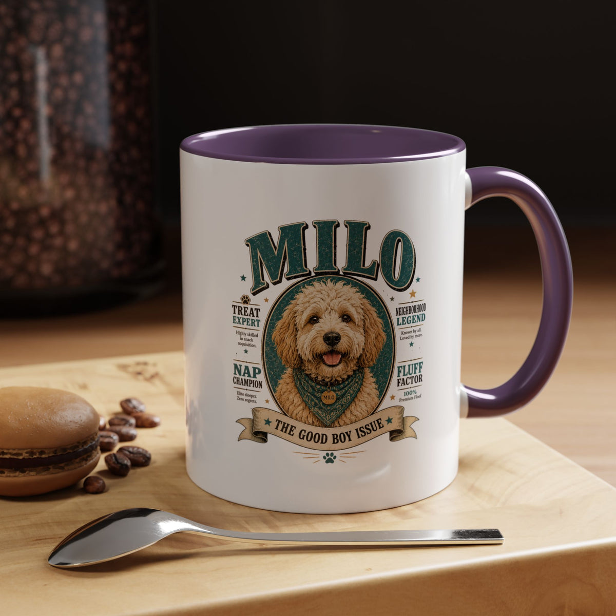 Milo Bailey Dog Dad Mom Milo Personalized Dog Coffee Mug — 'The Good Boy Issue' Accent