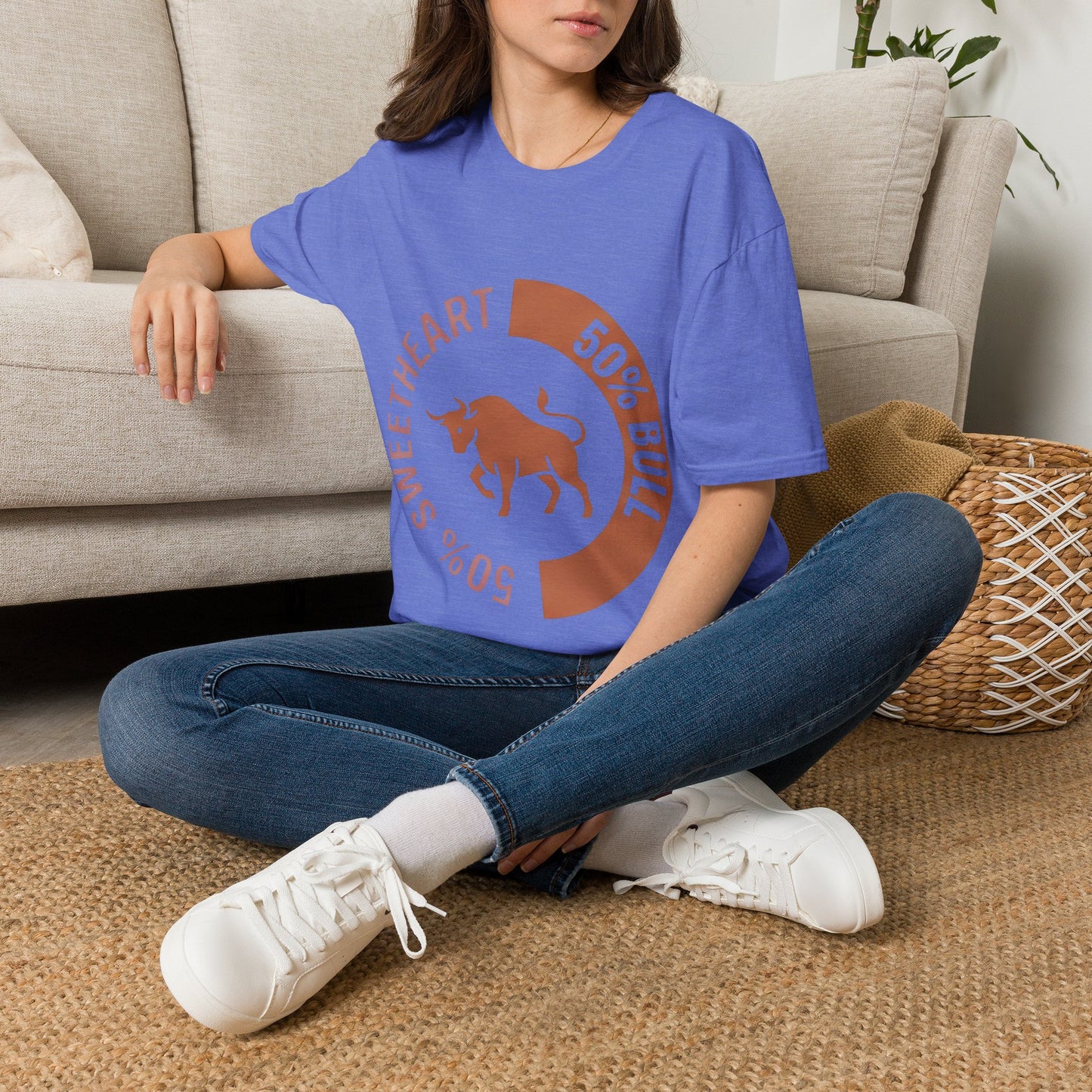 Bull Percentage Graphic T-Shirt — "50% Bull, 50% Sweetheart" Casual Tee