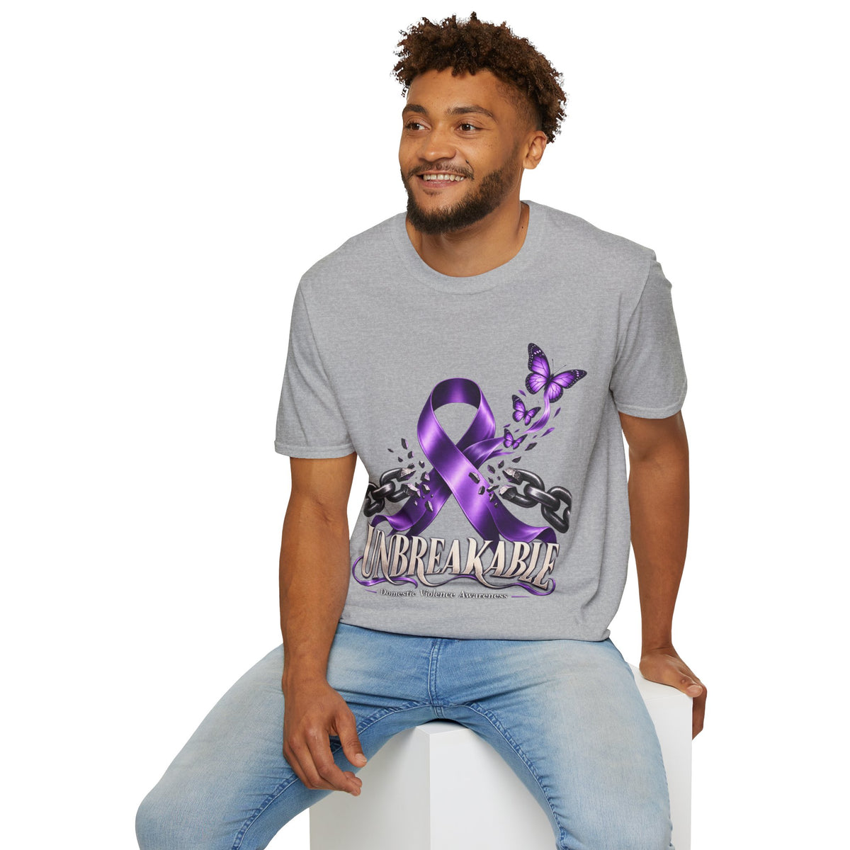 Unbreakable Purple Ribbon T-Shirt —Domestic Violence  Awareness Support Tee