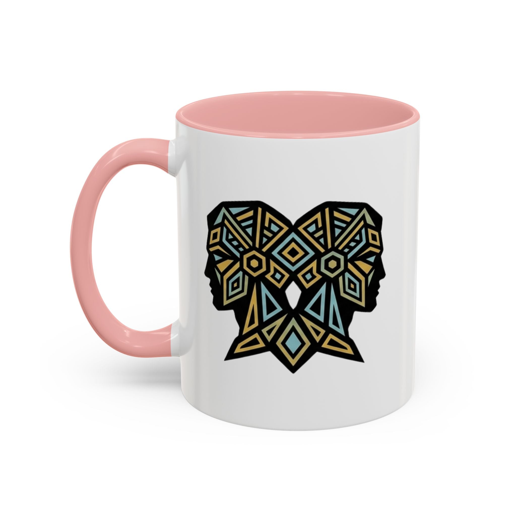 Geometric Elephant Accent Coffee Mug — Tribal Mosaic Design
