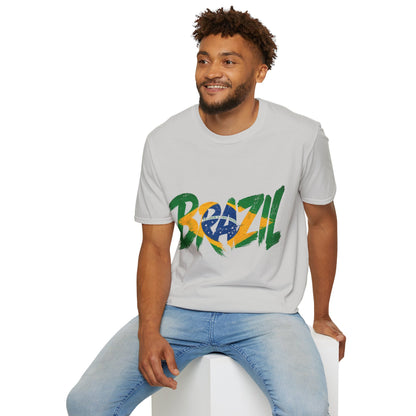 Brazil Flag Graphic T-Shirt — Bold Brazil Script with National Flag Motif