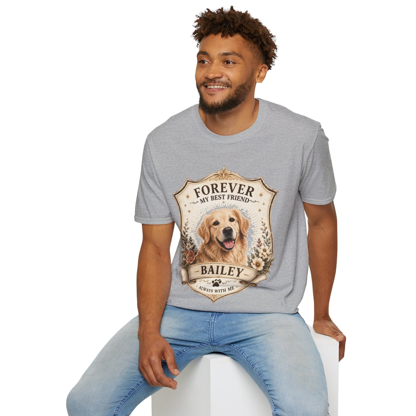 Dog Memorial T-Shirt — "Forever My Best Friend" Personalized Golden Retriever Tribute