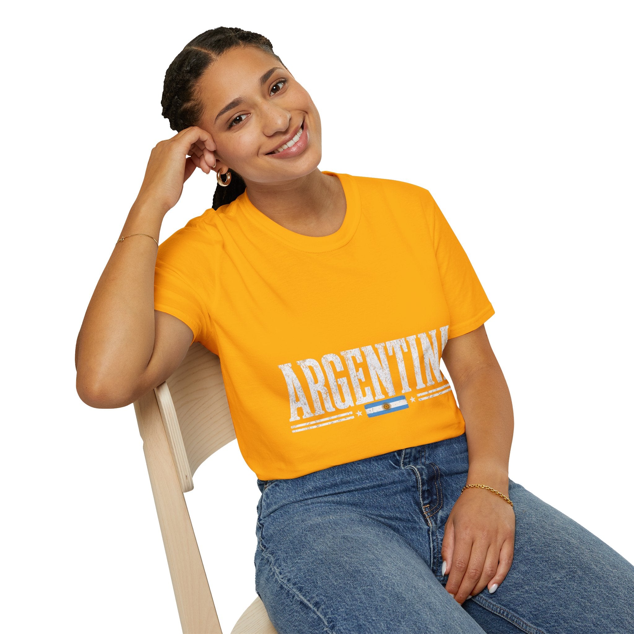 Argentina Graphic T-Shirt — Retro Flag Stripe Football Soccer Tee