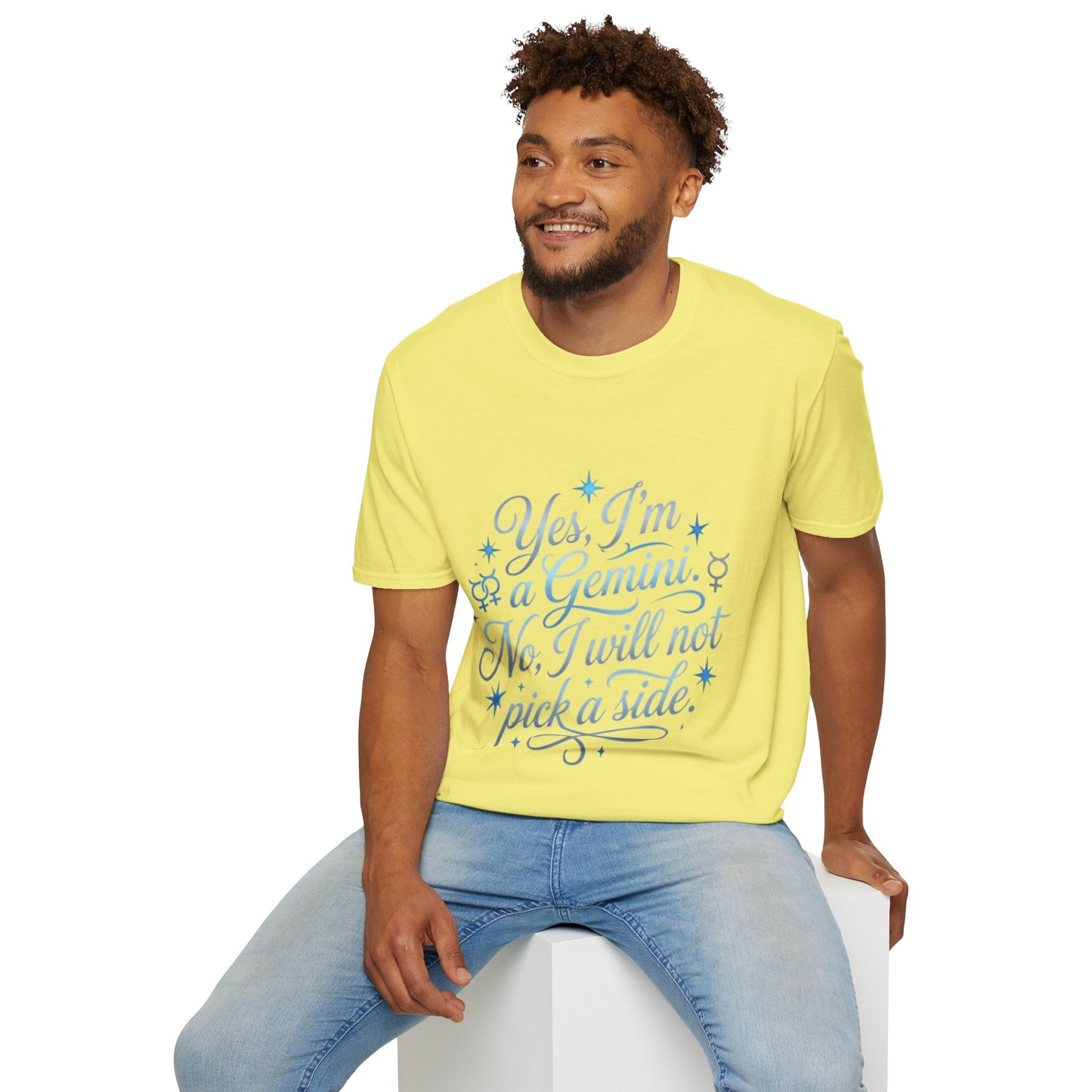 Yes, I'm a Gemini T-Shirt — Funny Zodiac Astrology Tee (“No, I will not pick a side”)