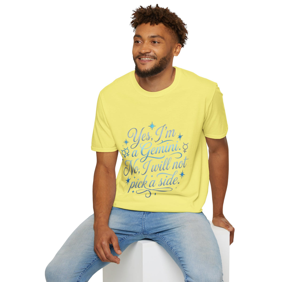 Yes, I'm a Gemini T-Shirt — Funny Zodiac Astrology Tee (“No, I will not pick a side”)