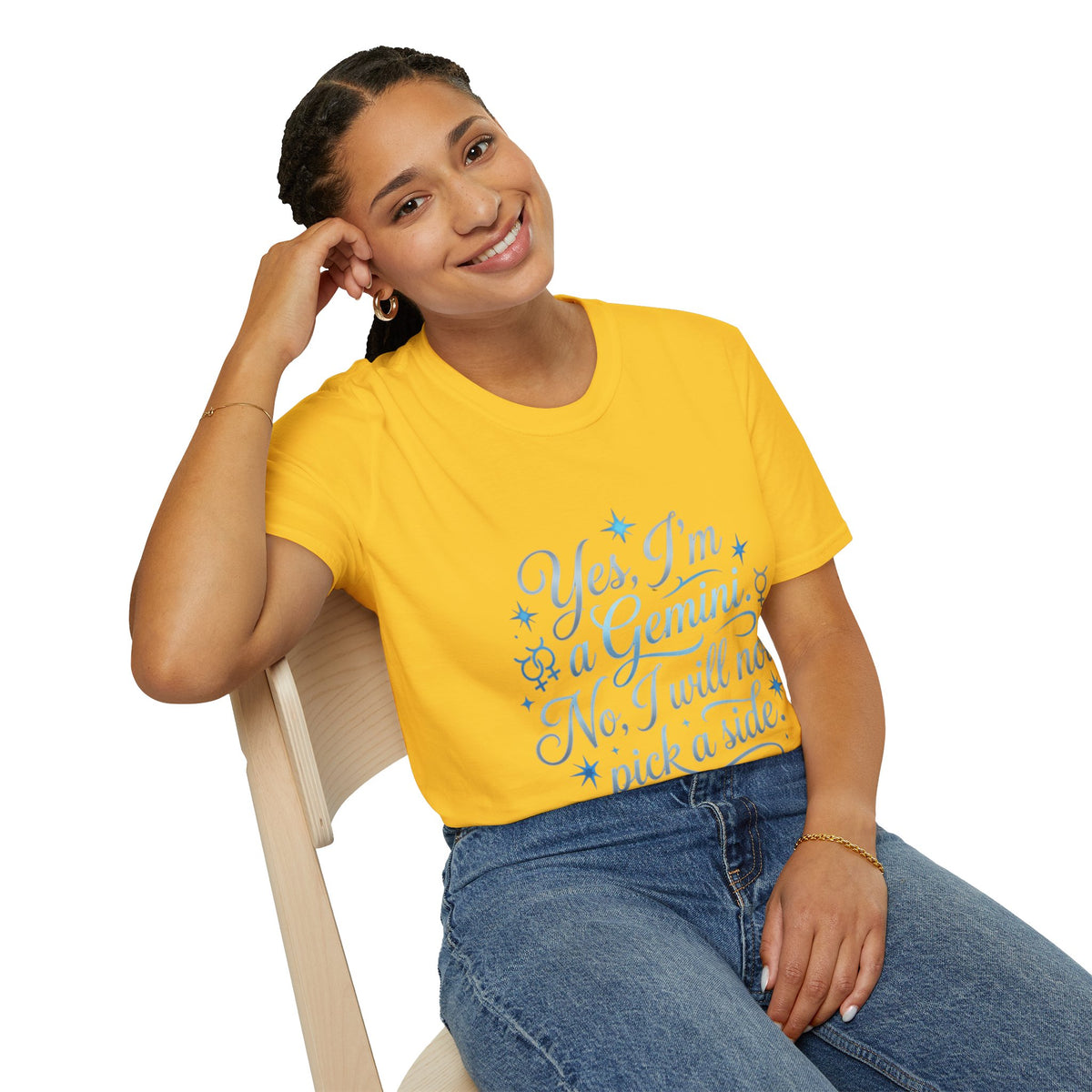Yes, I'm a Gemini T-Shirt — Funny Zodiac Astrology Tee (“No, I will not pick a side”)