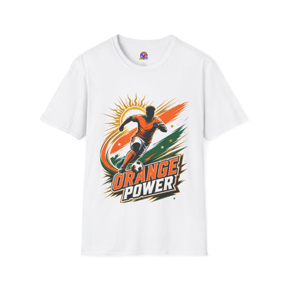 Côte d'Ivoire Orange Power Soccer T-Shirt — Dynamic Player Graphic Tee