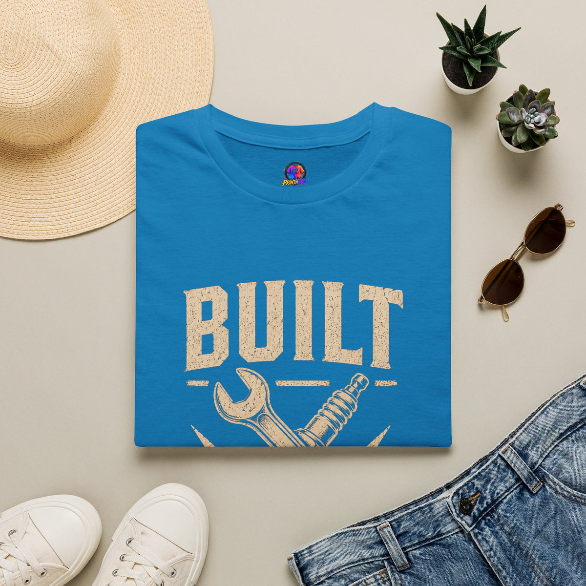 Built Not Bought T-Shirt — Vintage Mechanic DIY Garage Tee