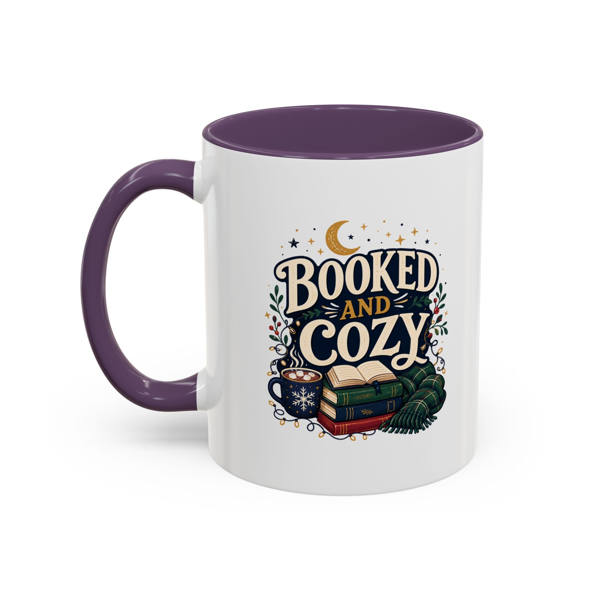 Modern Day Christmas Booked and Cozy Accent Coffee Mug — Book Lover Tea & Coffee Cup (11/15oz)