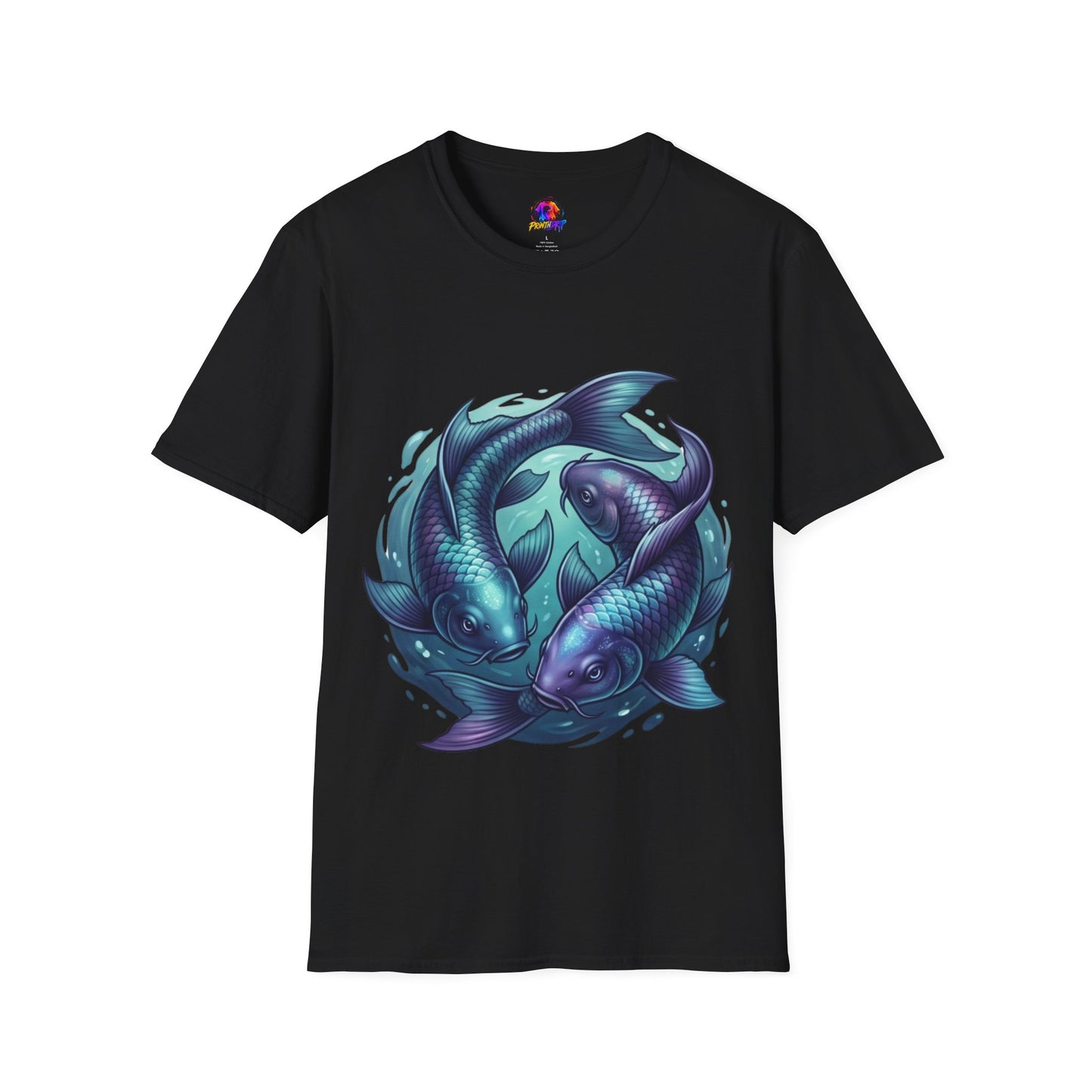 Koi Fish Circle T-Shirt — Artistic Yin Yang Aquatic Tee