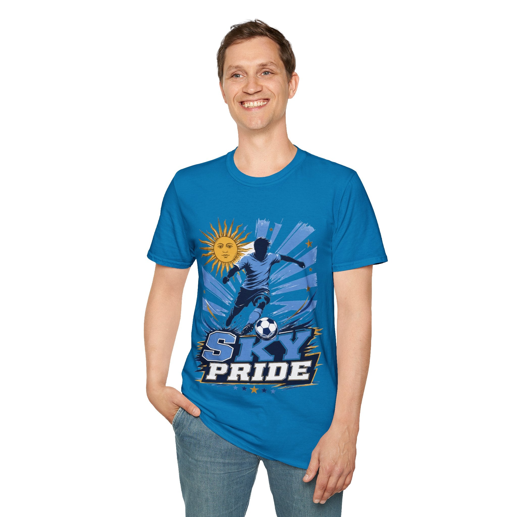 Uruguay Soccer Sky Pride T-Shirt — Argentina Sun Football Graphic Tee