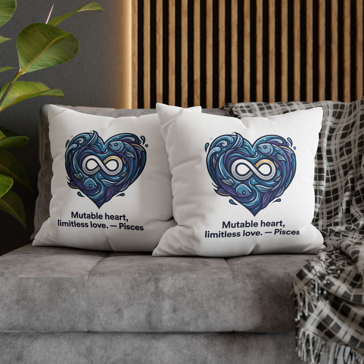 Pisces Infinity Heart Pillowcase — "Mutable heart, limitless love."