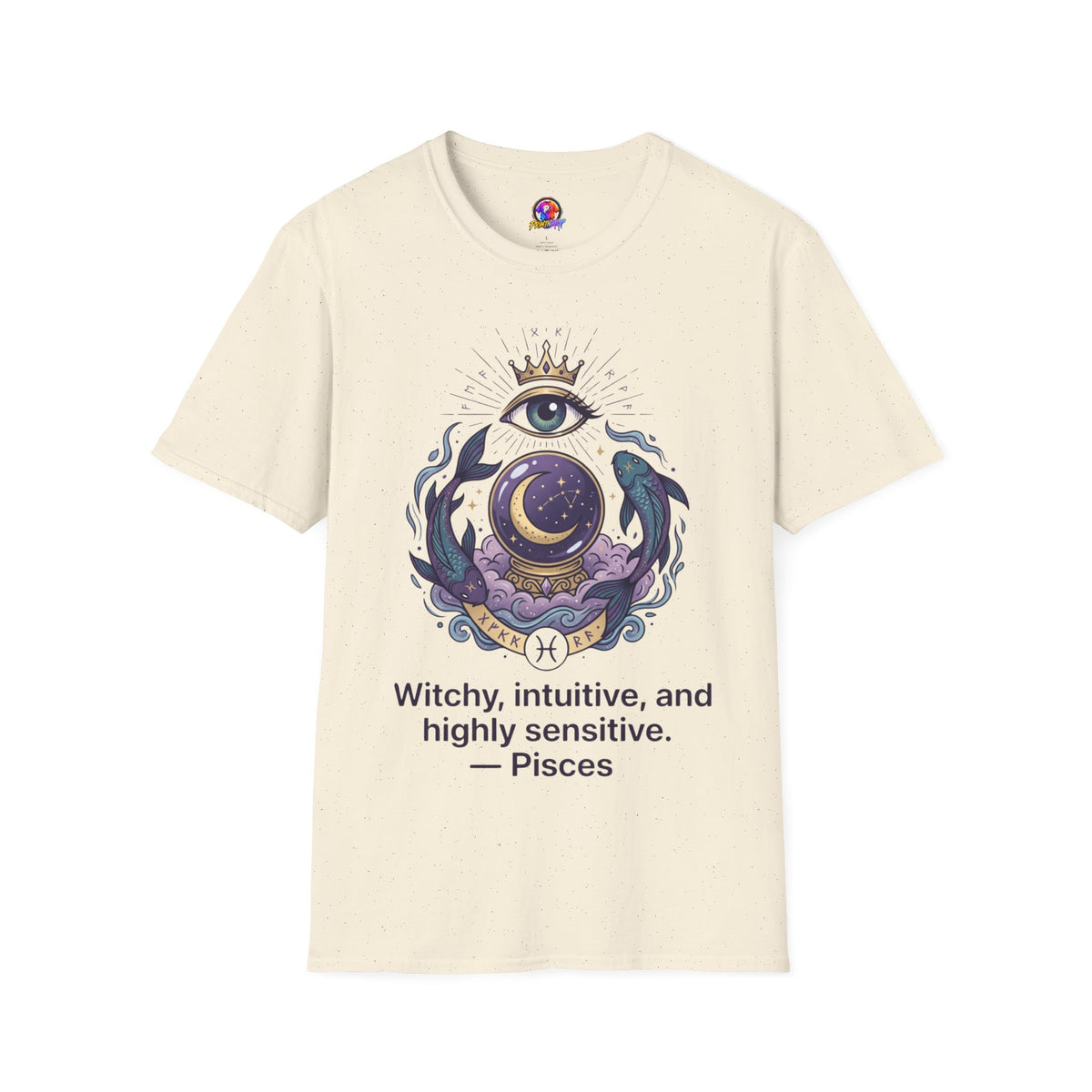 Pisces Mystic Eye T-Shirt — Witchy Astrology Moon & Crown Design