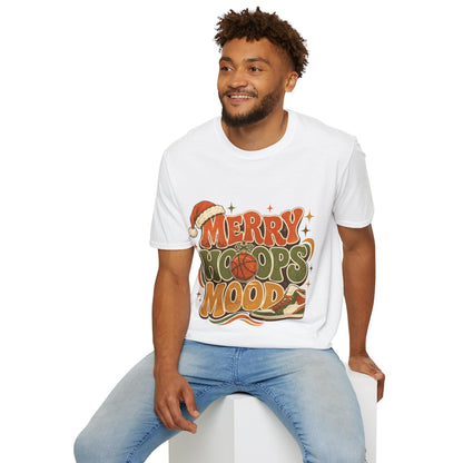 Merry Hoops Mood T-Shirt — Retro Holiday Basketball Christmas Tee