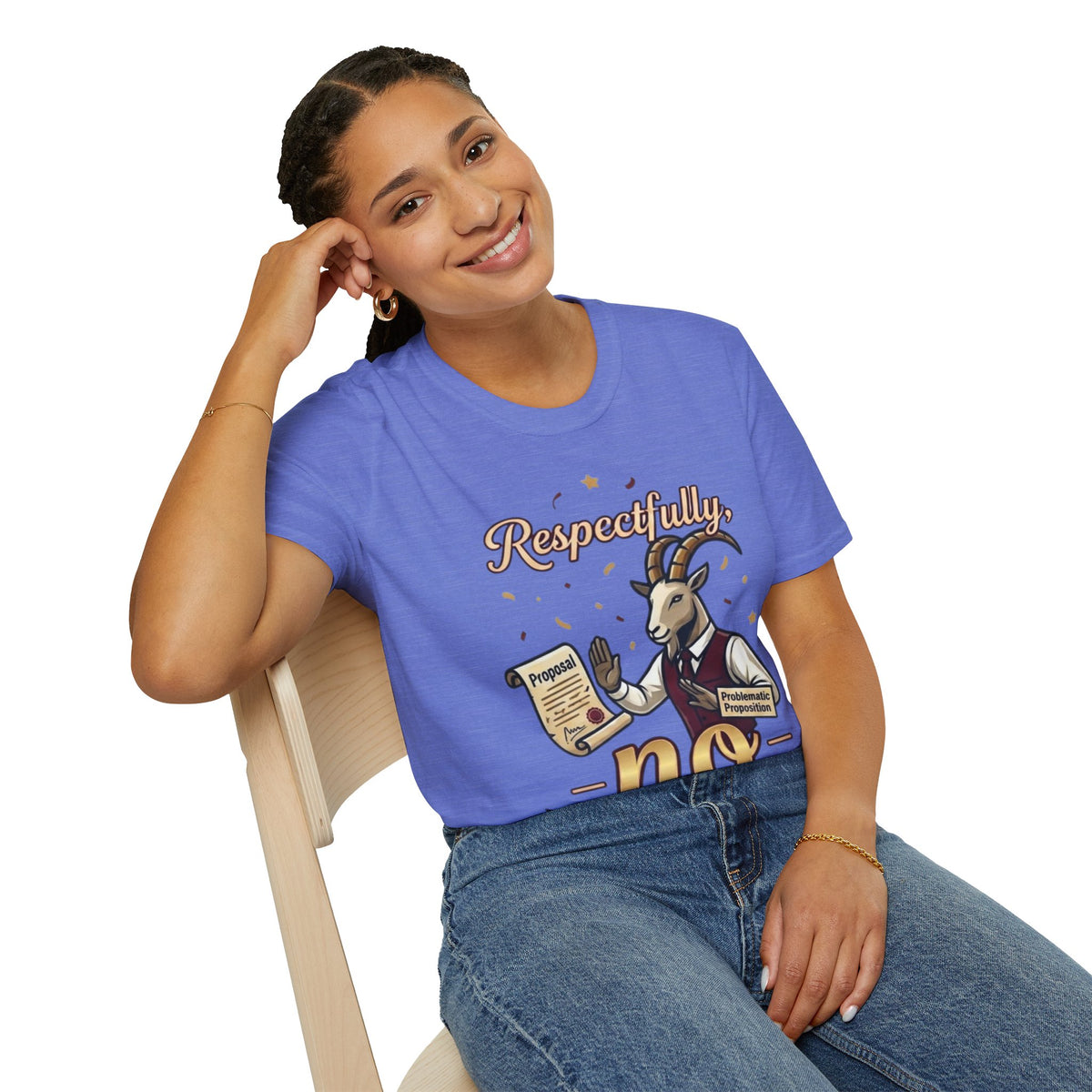 T-Shirt — "Respectfully, No" Capricorn Goat Proposal Funny Zodiac Tee