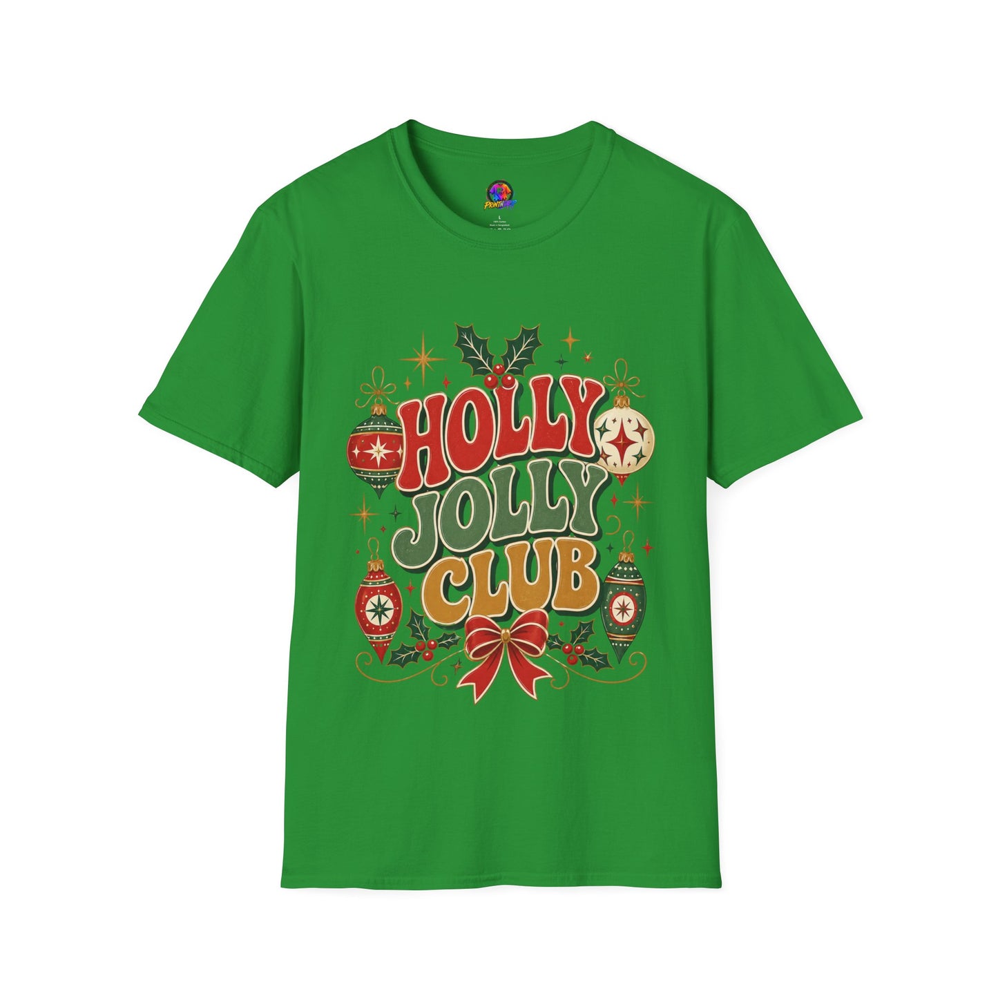 Holly Jolly Club Christmas T-Shirt — Retro Holiday Ornament Tee