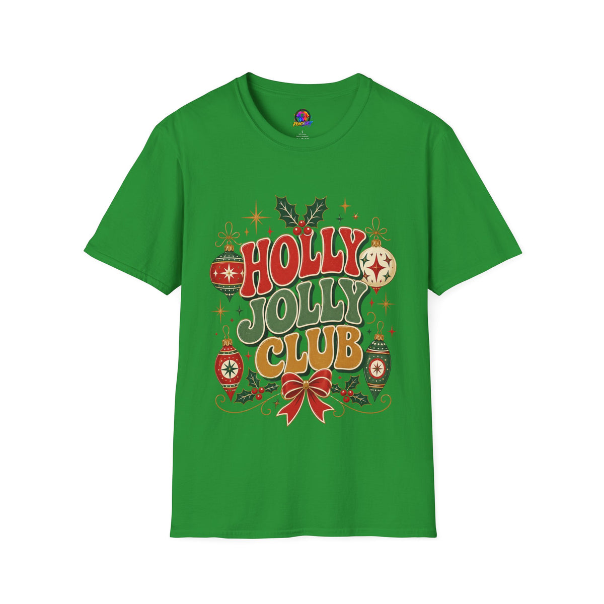 Holly Jolly Club Christmas T-Shirt — Retro Holiday Ornament Tee