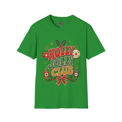 Holly Jolly Club Christmas T-Shirt — Retro Holiday Ornament Tee