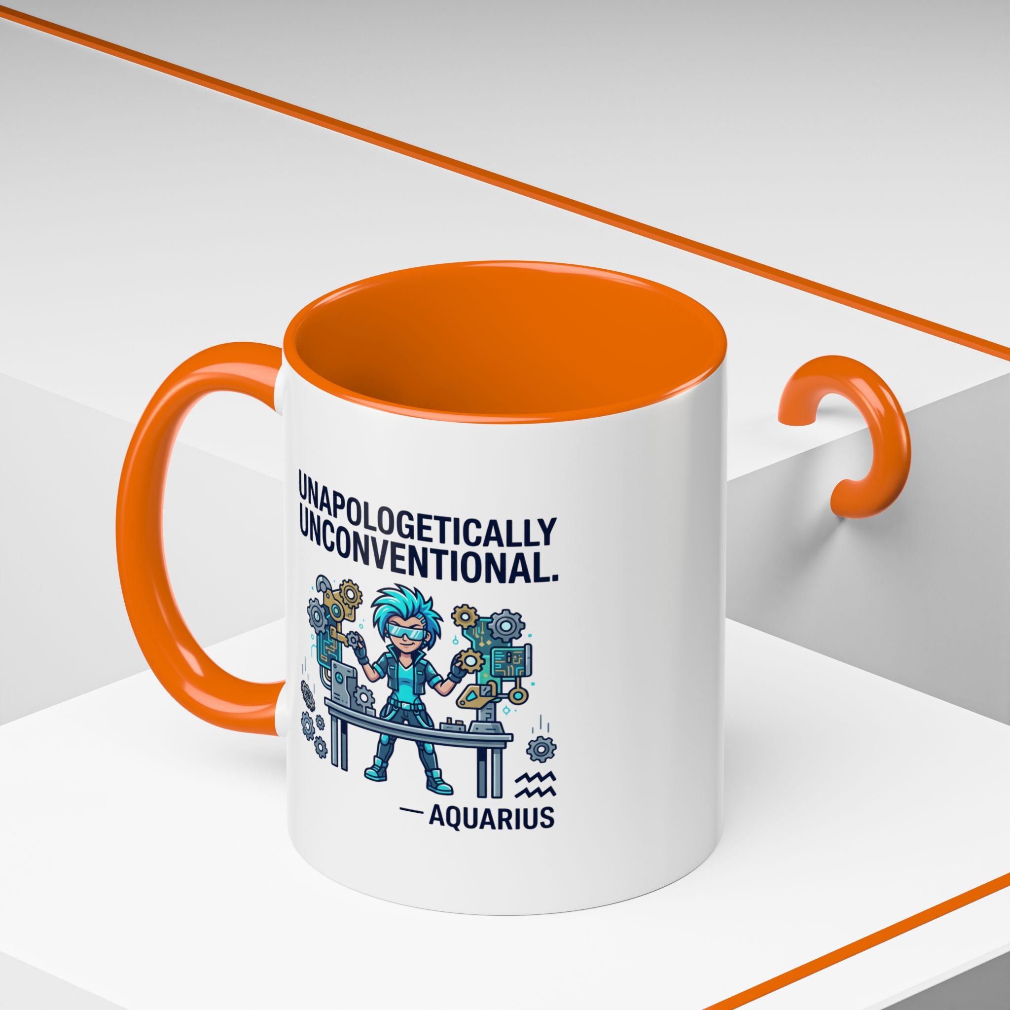 Aquarius Coffee Mug - "Unapologetically Unconventional" Zodiac Accent Mug 11oz