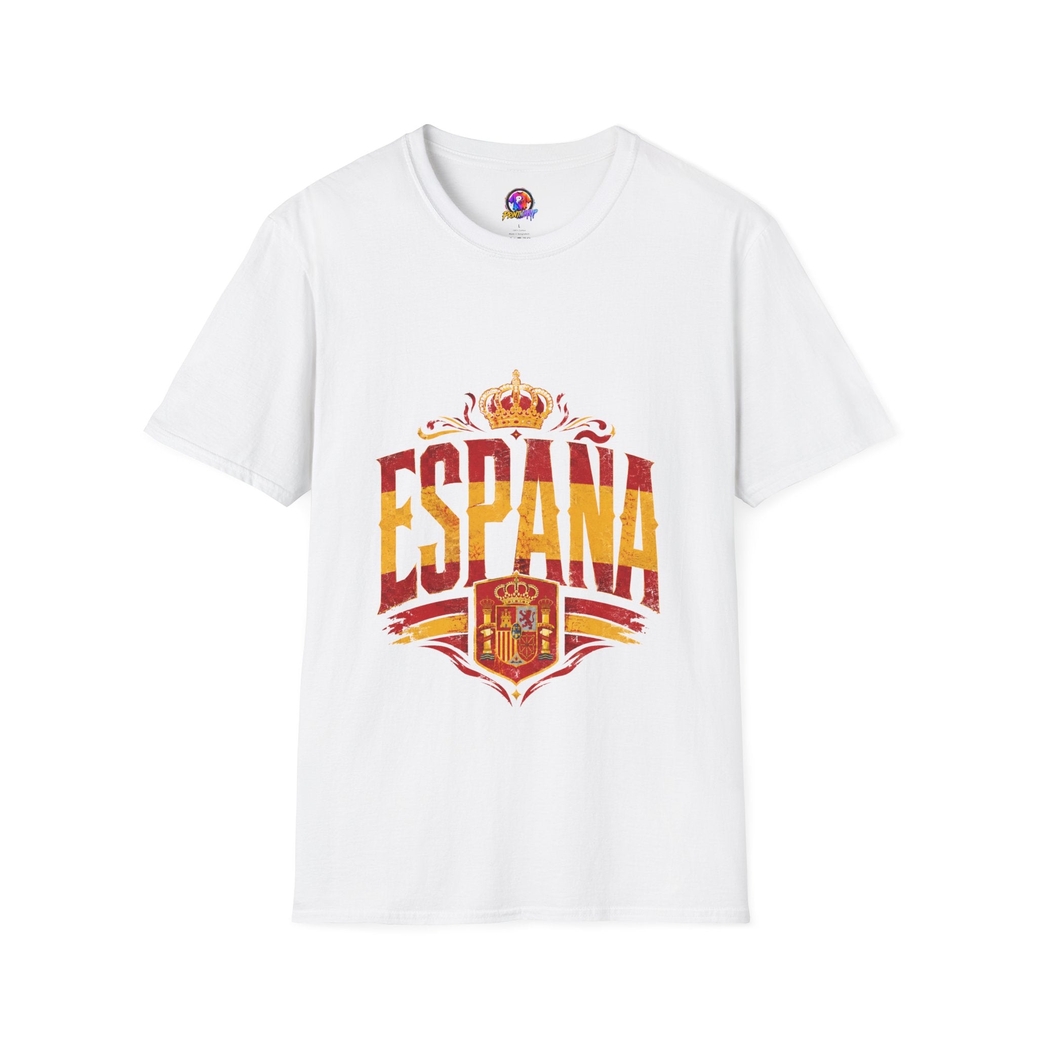 Spain Crown Graphic T-Shirt — Spanish Flag Vintage Crest Tee