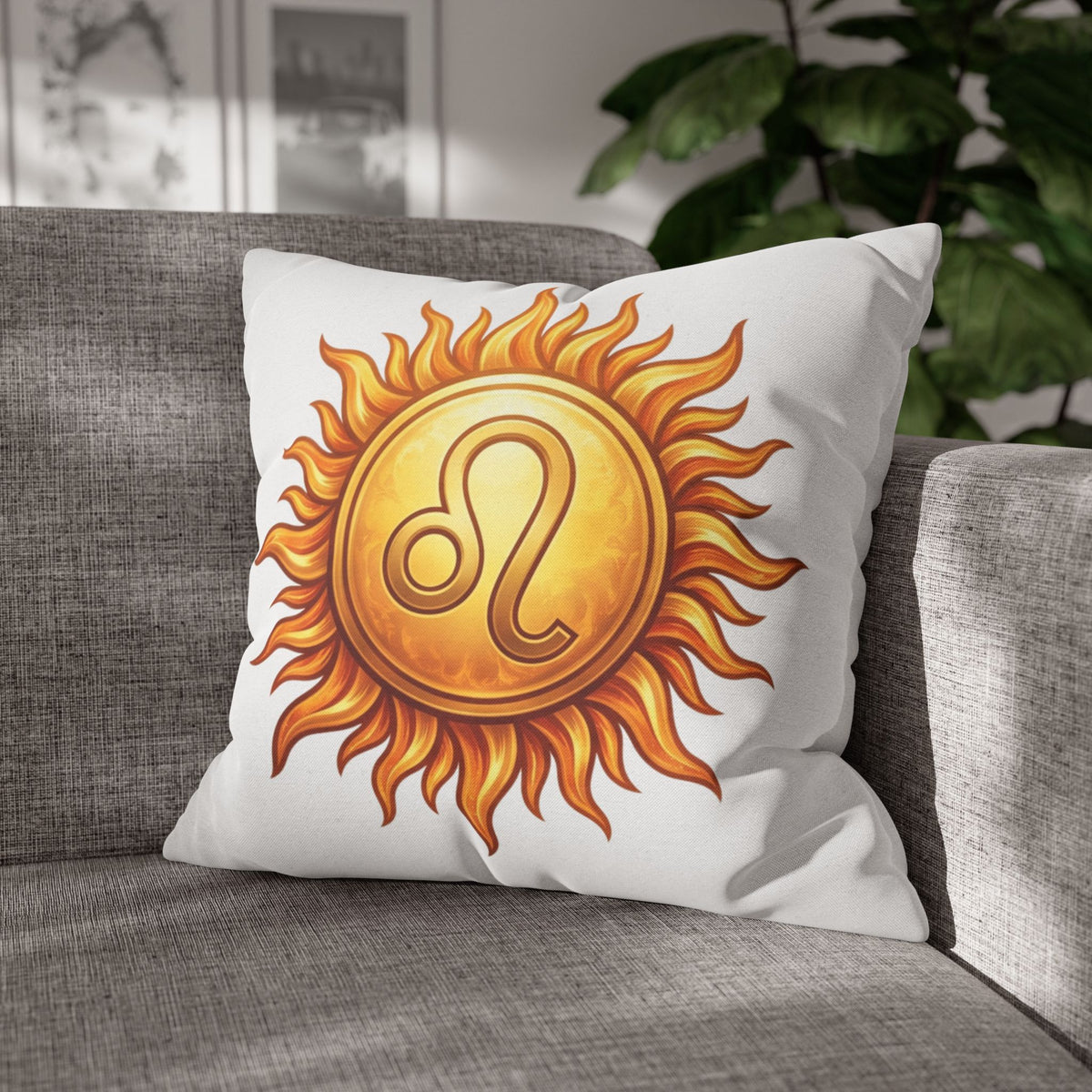 Leo Sun Zodiac Decorative Pillow Spun Square Pillowcase