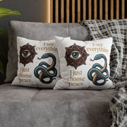 Scorpio Decorative Pillowcase — "I See Everything. I Just Choose Peace." Snake & All-Seeing Eye Accent Pillow