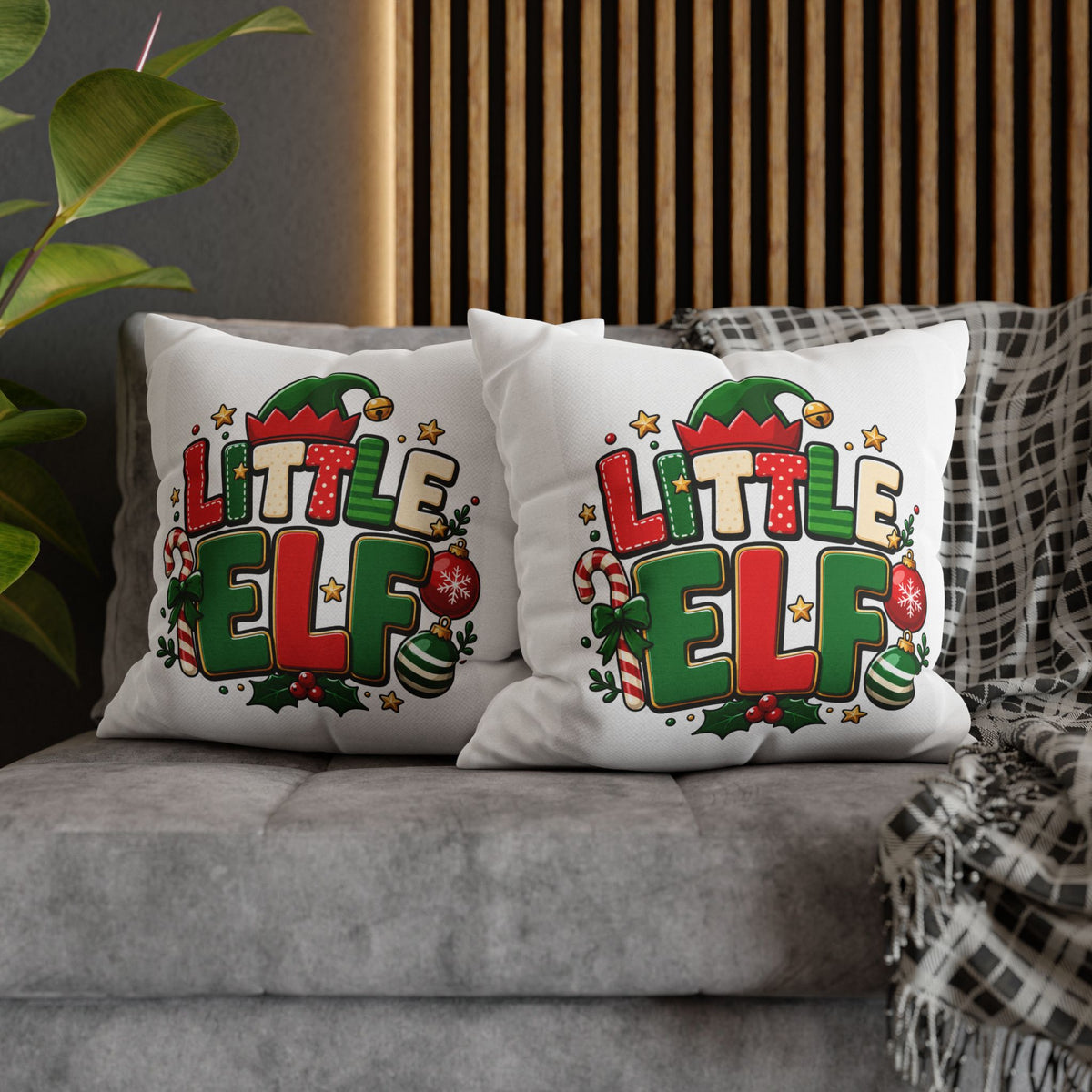 Little Elf Christmas Pillowcase — Cute Holiday Kids Decorative Pillow Cover
