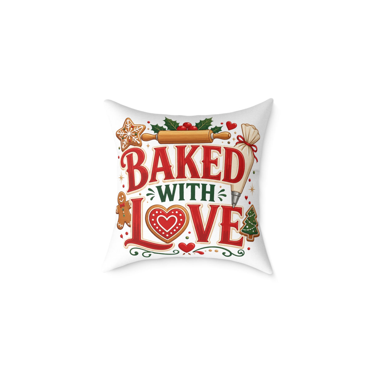 Christmas Baked With Love Square Poly Canvas Pillow
