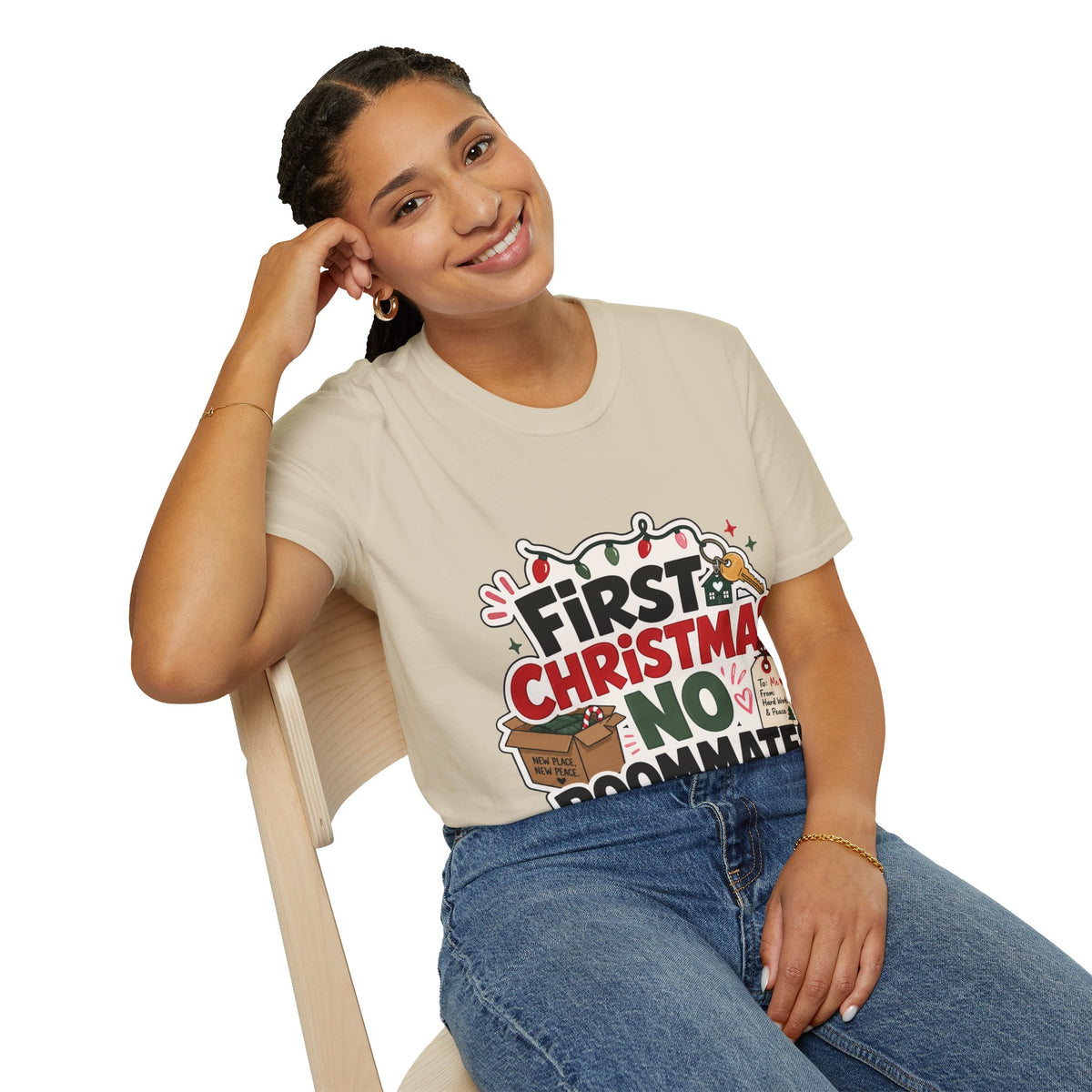 First Christmas No Roommates T-Shirt — Funny Holiday New Home Tee