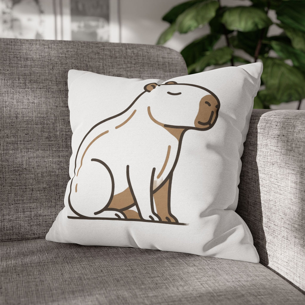 Funny Capybara Cute Throw Pillowcase – Minimalist Animal Decorative Cushion